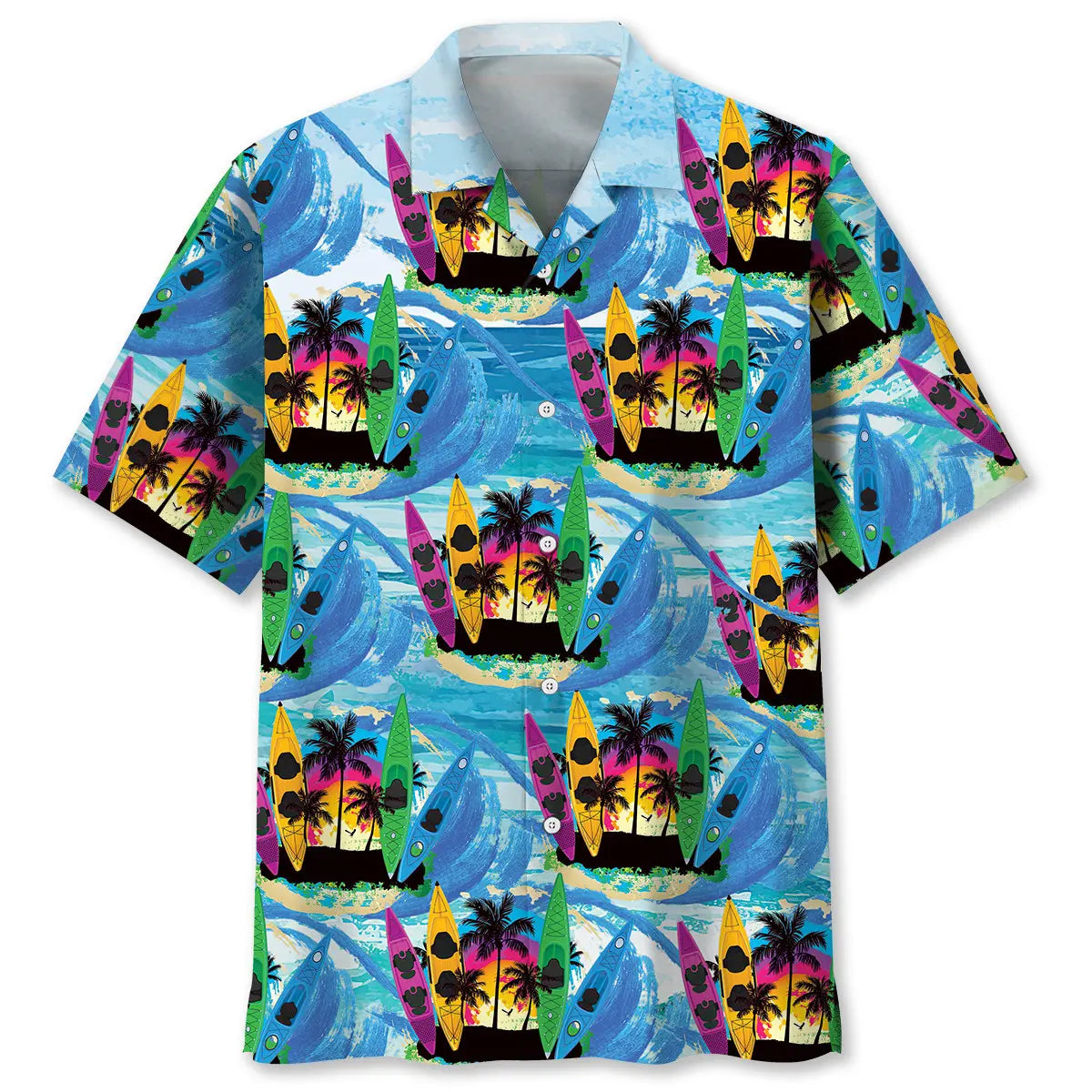 Tropical Kayaking Hawaiian Shirt For Tropical Holidays, Outdoor Gatherings, And Everyday Comfort