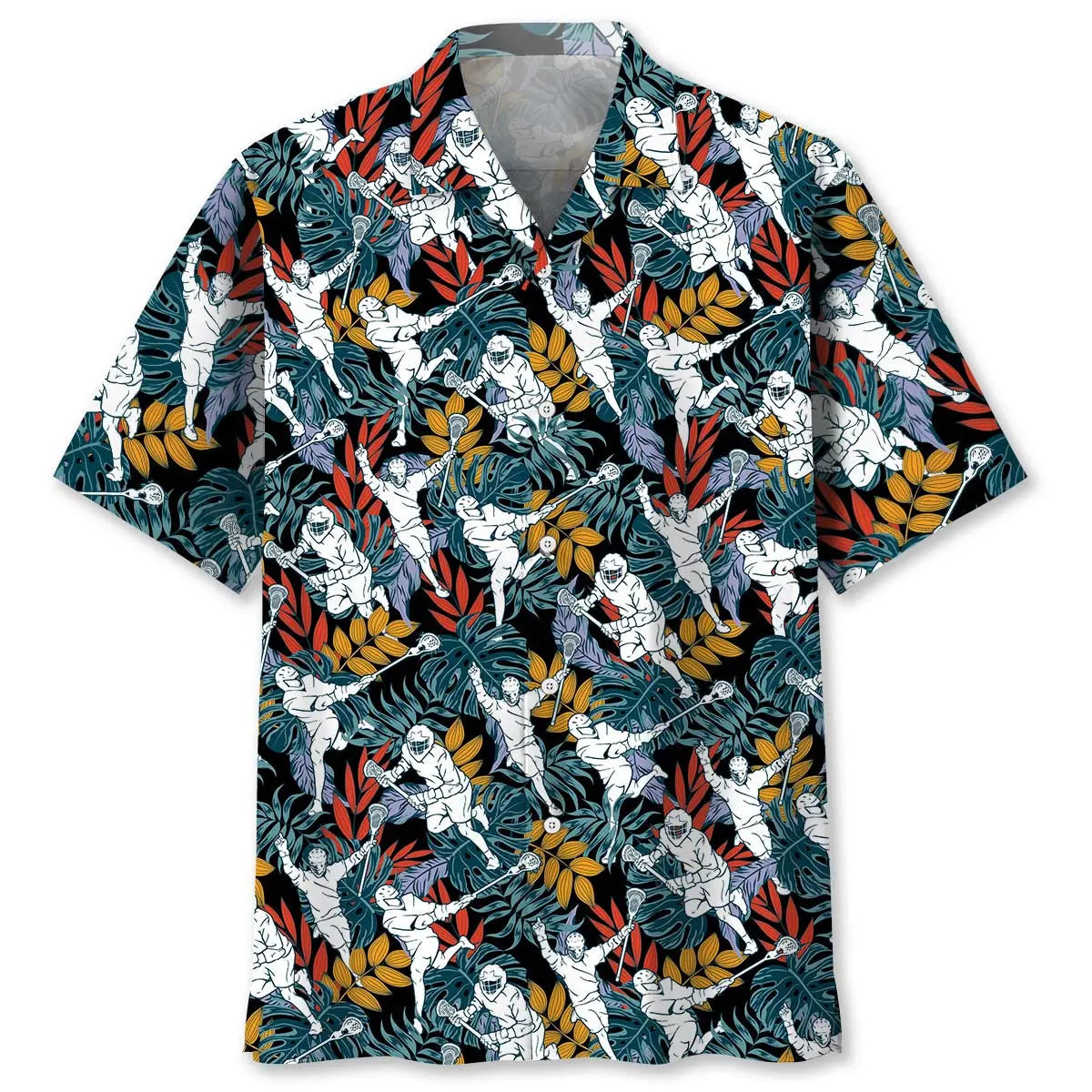 Tropical Lacrosse Hawaiian Shirt For Outdoor Adventures, Coastal Travel, And Comfortable Casual Style