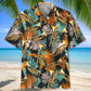 Tropical Orange Trumpet Hawaiian Shirt For Tropical Holidays, Resort Trips, And Relaxed Coastal Style