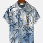 Tropical Plant Bamboo Ink Smudged Hawaiian Shirt For Coastal Travel, Casual Events, And Comfortable Summer Wear