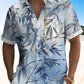 Tropical Plant Bamboo Ink Smudged Hawaiian Shirt For Coastal Travel, Casual Events, And Comfortable Summer Wear