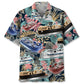 Tropical Pontoon Boat Hawaiian Shirt For Coastal Festival And Casual Wear