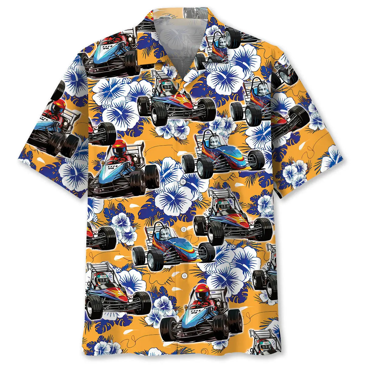 Tropical Quarter Midget Car Racing Hawaiian Shirt For Resort Trips, Coastal Parties, And Warm Weather Style