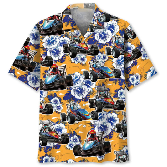 Tropical Quarter Midget Car Racing Hawaiian Shirt For Resort Trips, Coastal Parties, And Warm Weather Style