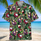 Tropical Red Wine Hawaiian Shirt For Summer Vacation, Beach Travel, And Casual Wear