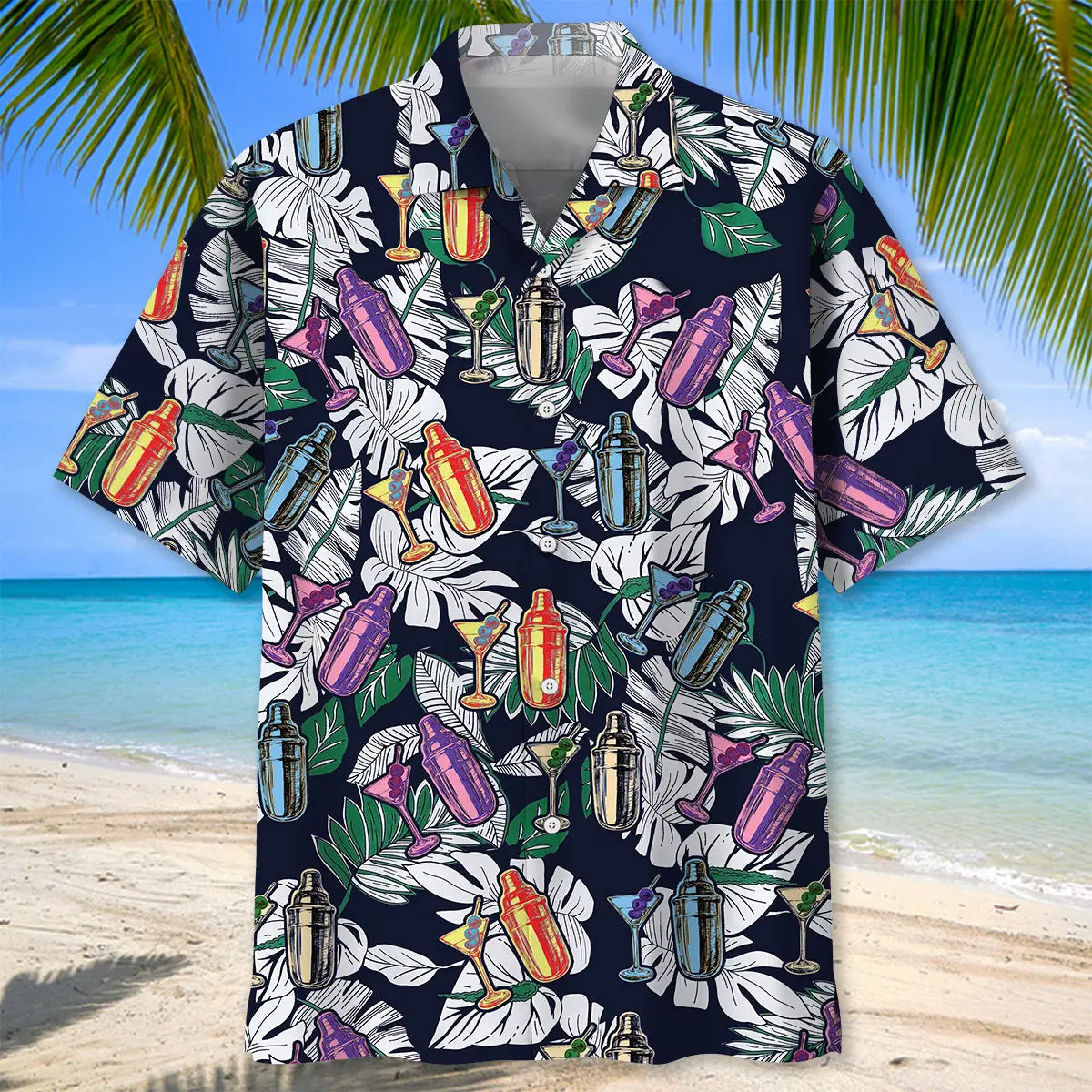 Tropical Shaker Bartender Hawaiian Shirt For Island Getaways, Outdoor Gatherings, And Comfortable Summer Wear