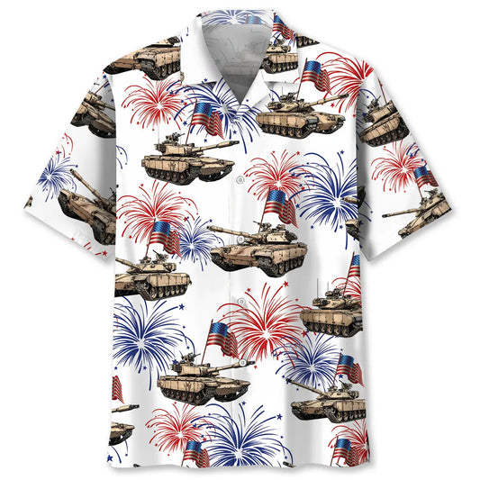 American Tropical Tank Veteran Hawaiian Shirt For Summer Vacation, Beach Travel, And Casual Wear