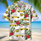 Tropical Yellow Taxi Car Hawaiian Shirt For Summer Vacation, Beach Travel, And Casual Wear