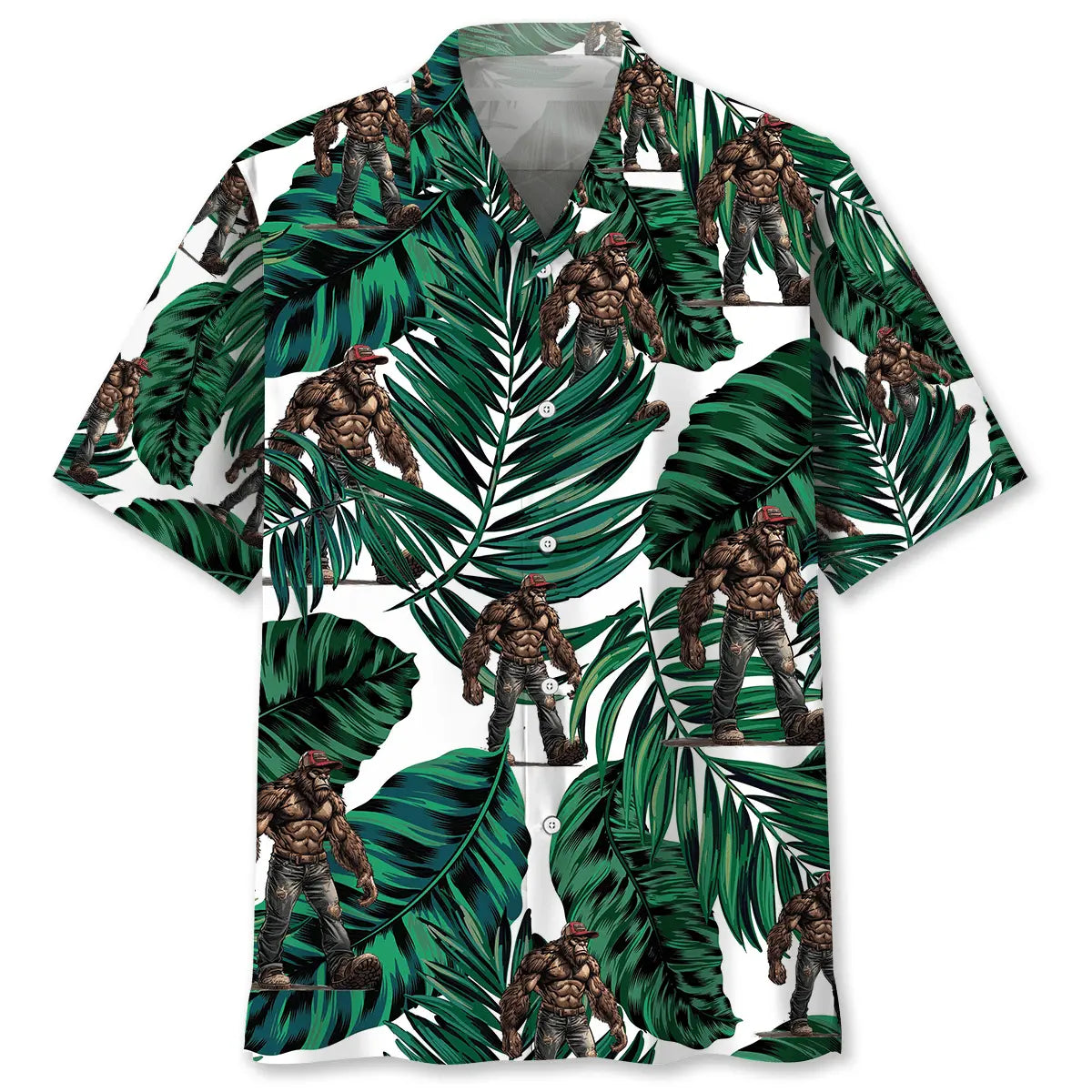 Trucker Bigfoot Hawaiian Shirt For Resort Trips, Coastal Parties, And Warm Weather Style