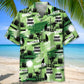 Trucker Green Hawaiian Shirt For Summer Vacation, Beach Travel, And Casual Wear