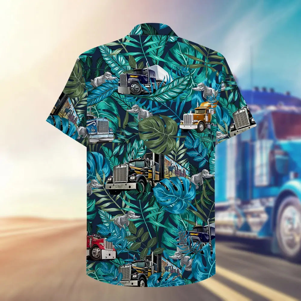 Island Trucker Aloha Semitruck Rubber Duck Hawaiian Shirt For Beach Days, Summer Outings, And Thoughtful Gift Giving