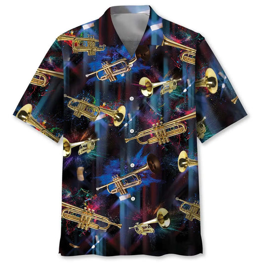 Trumpet Light Hawaiian Shirt For Coastal Travel, Casual Events, And Comfortable Summer Wear