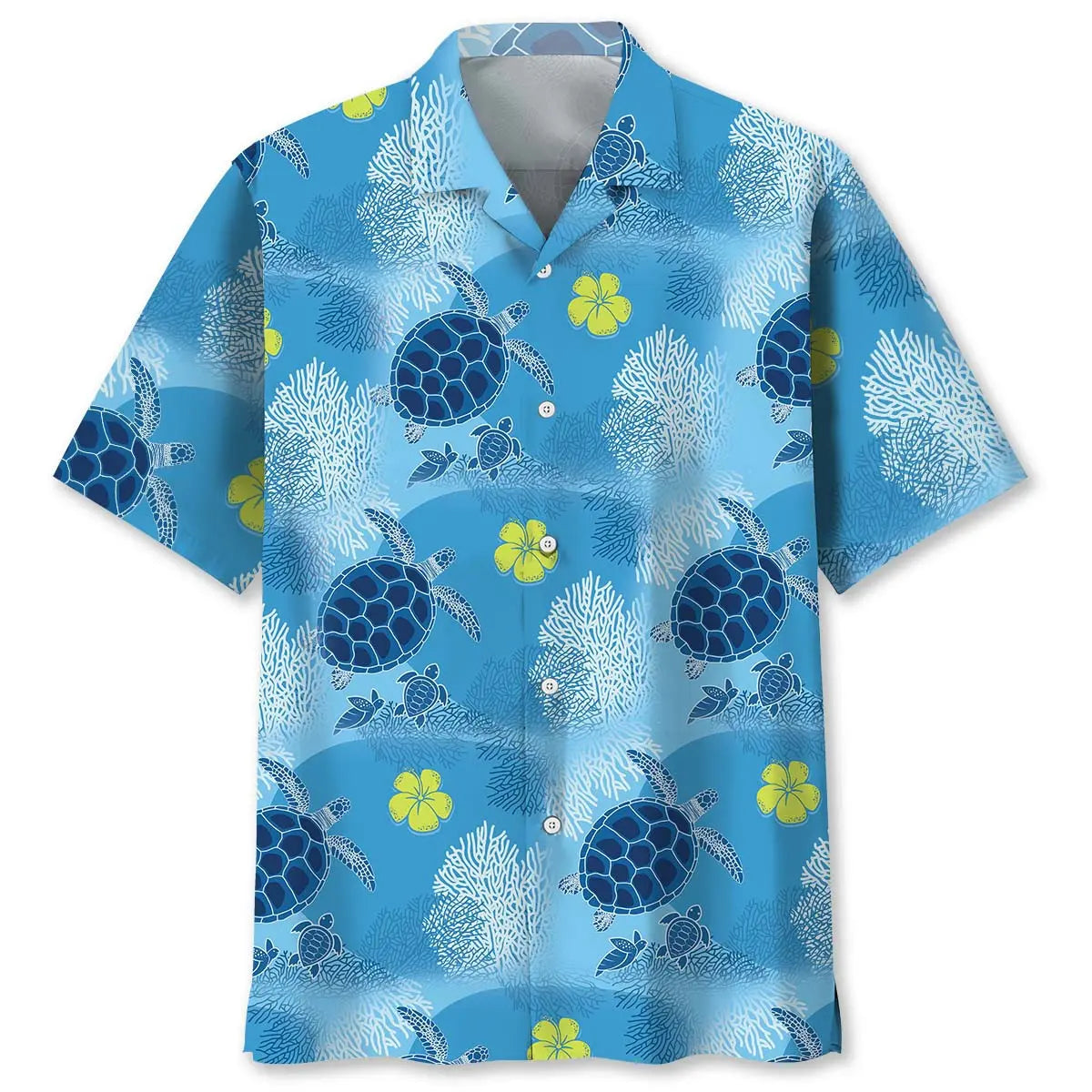 Tropical Turtle Family Hawaiian Shirt For Summer Vacation, Beach Travel, And Casual Wear