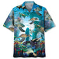 Turtle Shark Hawaiian Shirt For Coastal Travel, Casual Events, And Comfortable Summer Wear
