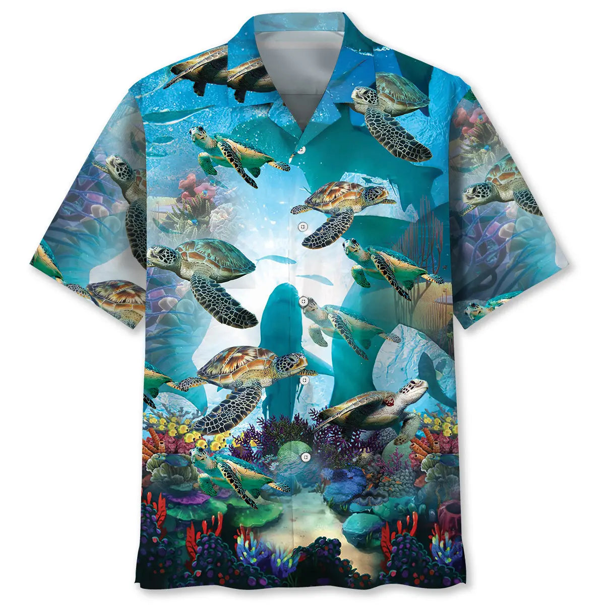 Turtle Shark Hawaiian Shirt For Coastal Travel, Casual Events, And Comfortable Summer Wear