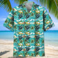 Turtle Tropical Beach Hawaiian Shirt For Warm Weather Outing, Summer Road Trip, And Weekend Wear