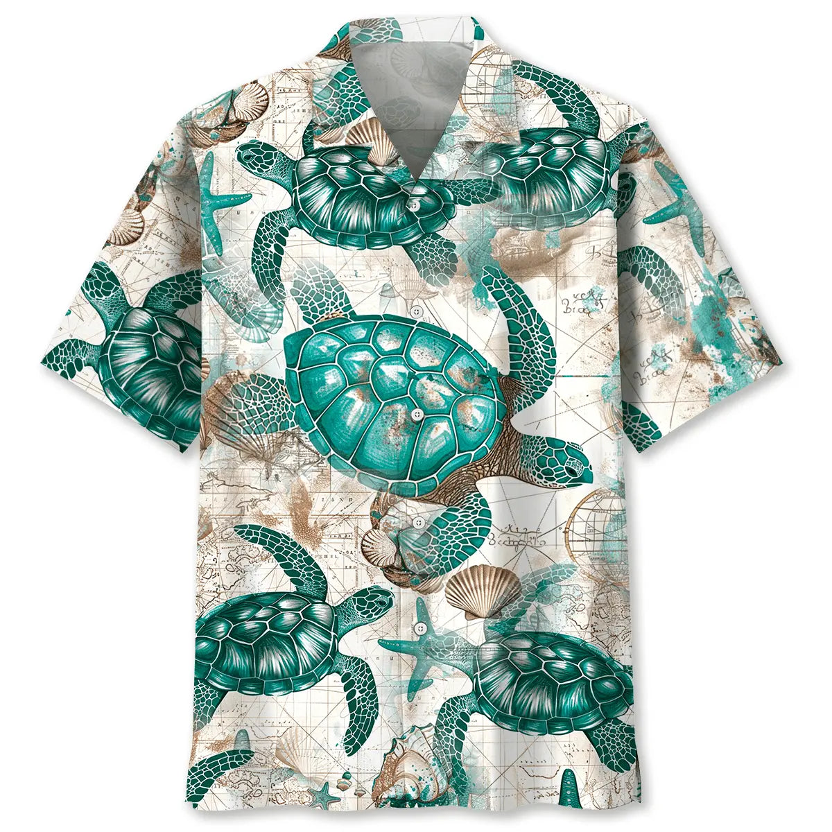 Turtle Vintage Hawaiian Shirt For Summer Gathering, Beach Party, And Easygoing Fashion