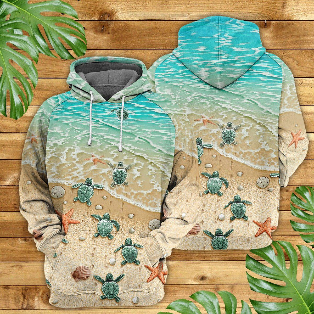 Turtle Love Sea Sand Hoodie For Sea Enthusiasts Vacation Style And Comfortable Layering