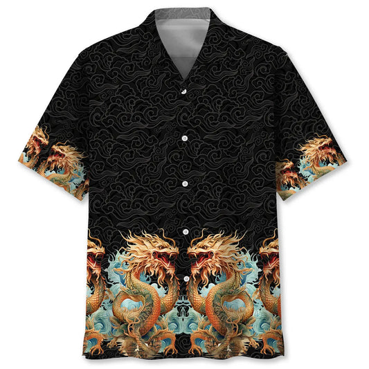 Twins Chinese Dragon Hawaiian Shirt For Creative Adventures, Beach Travel, And Bold Warm Weather Wear