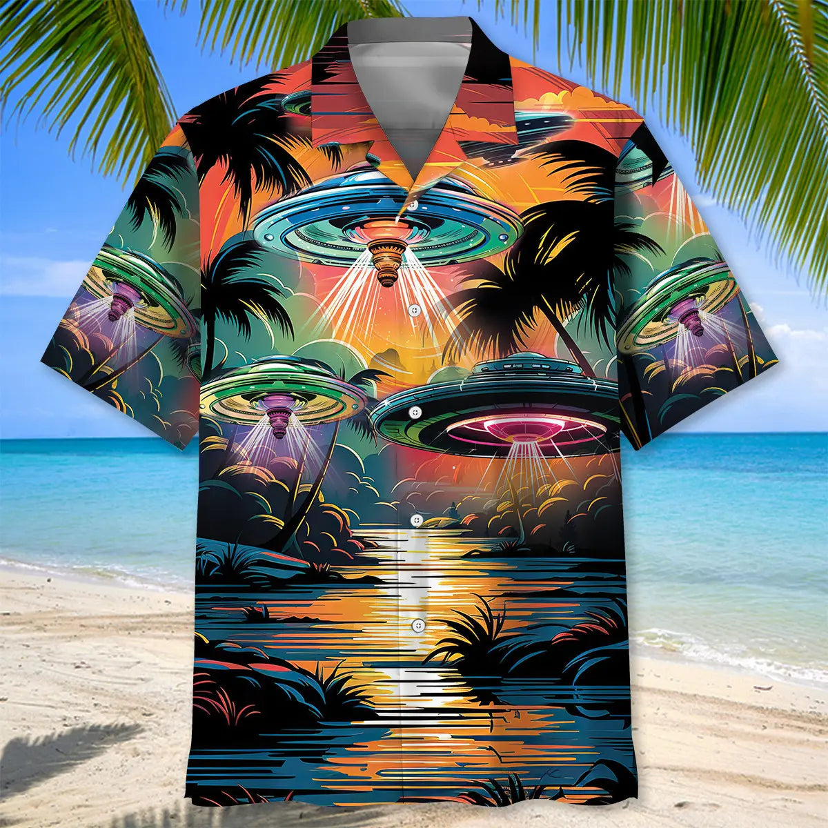 UFO Beach Hawaiian Shirt For Beach Days, Coastal Adventures, And Thoughtful Gift Giving