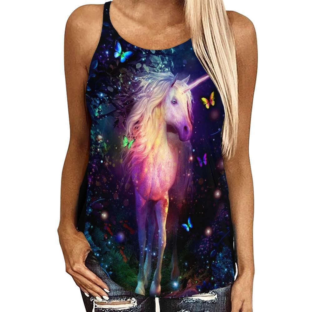 Unicorn Magic Love Hollow Tank Top For Yoga Workouts And Casual Wear