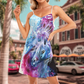 Unicorn Colorful V-Neck Sleeveless Cami Dress For Summer Vacations And Casual Everyday Wear