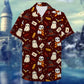 Island Summer Aloha Hat Owl Seamless Pattern Fans Hawaiian Shirt For Summer Vacation, Beach Travel, And Casual Wear