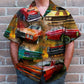 Island Summer Aloha Muscle Car Pattern Hawaiian Shirt For Resort Trips, Coastal Parties, And Warm Weather Style