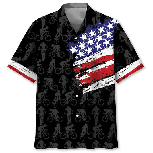 American Cycling Hawaiian Shirt For Holiday Gatherings, Coastal Trips, And Proud Seasonal Style