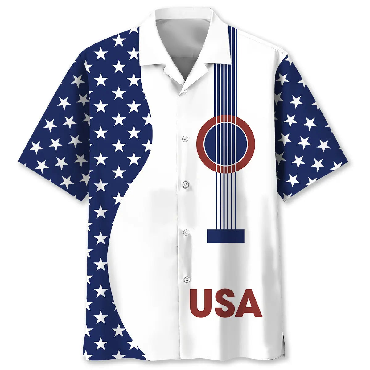 American Guitar Hawaiian Shirt For Resort Trips, Coastal Parties, And Warm Weather Style