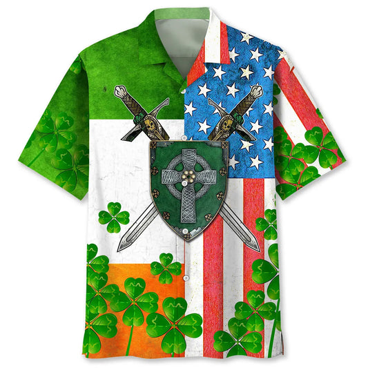 American Irish Saint Patrick's Day Hawaiian Shirt For Tropical Holidays, Outdoor Gatherings, And Everyday Comfort