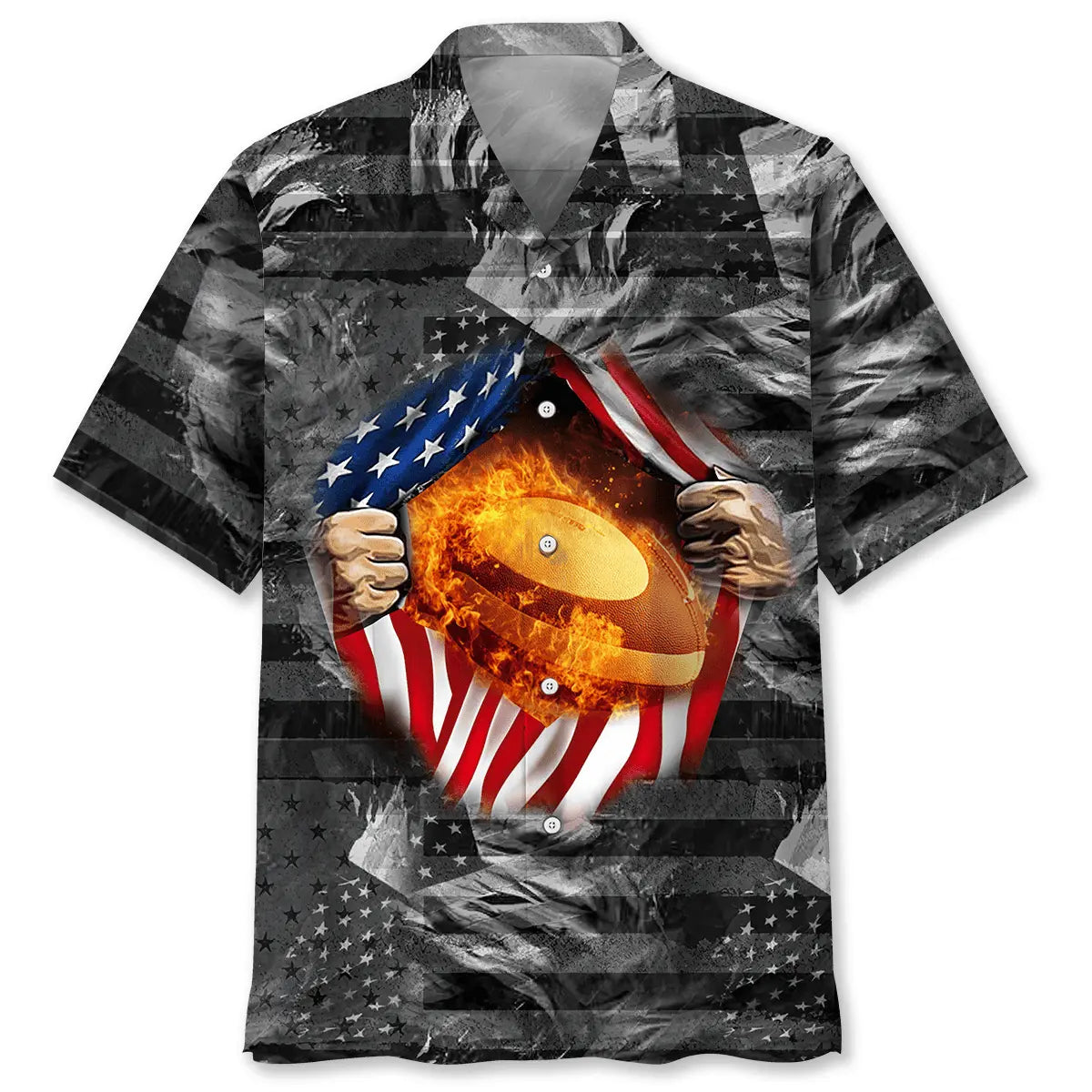American Rugby Fire Hawaiian Shirt For Holiday Gatherings, Coastal Trips, And Proud Seasonal Style