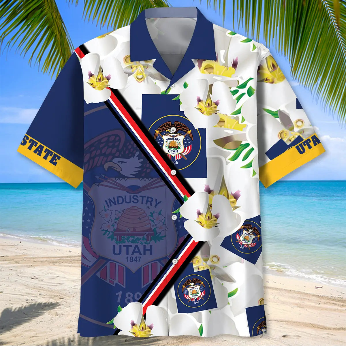 Funny Utah Heritage Hawaiian Shirt For Summer Vacation, Beach Travel, And Casual Wear