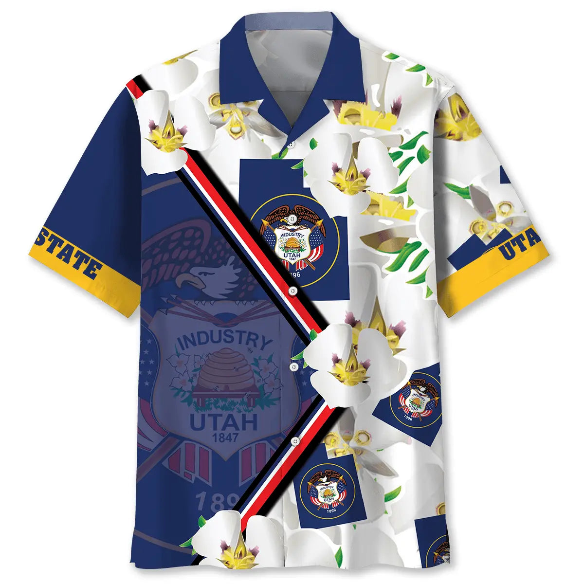 Funny Utah Heritage Hawaiian Shirt For Summer Vacation, Beach Travel, And Casual Wear