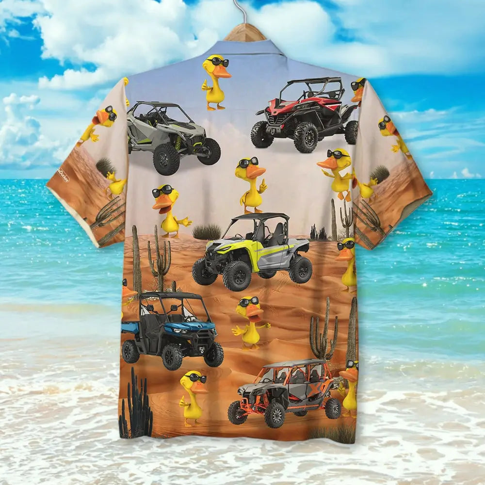 Island Summer Utv Duck Desert Aloha Hawaiian Shirt For Coastal Travel, Casual Events, And Comfortable Summer Wear