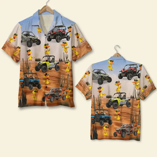 Island Summer Utv Duck Desert Aloha Hawaiian Shirt For Coastal Travel, Casual Events, And Comfortable Summer Wear