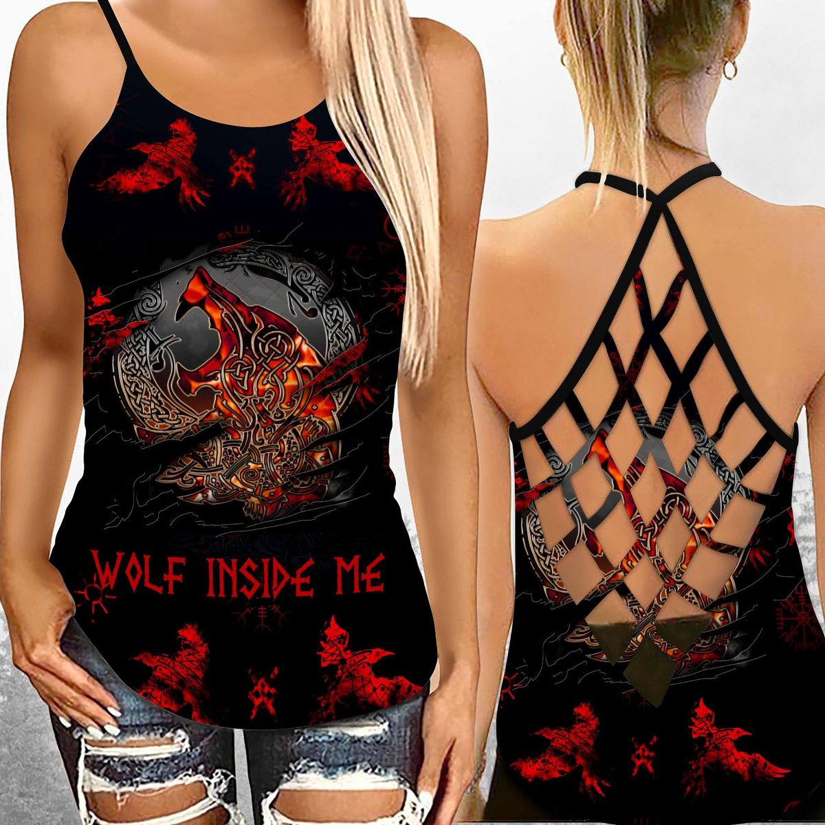 Viking Wolf Inside Me Hollow Tank Top For Workouts Festivals And Bold Style