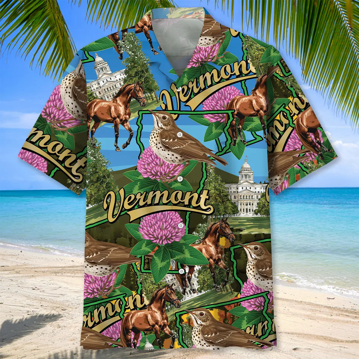 Vermont Proud Hawaiian Shirt For Beach Days, Summer Outings, And Thoughtful Gift Giving
