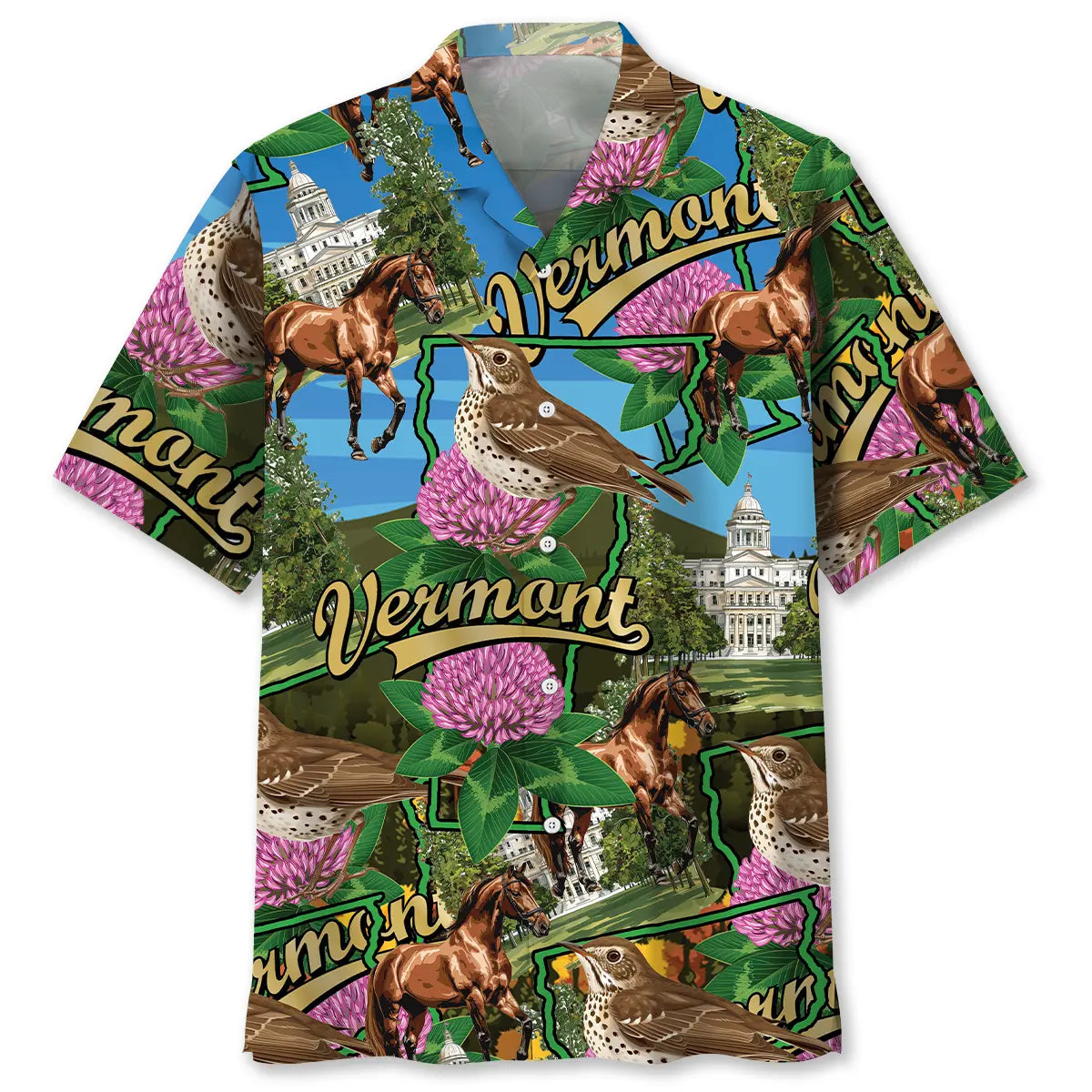 Vermont Proud Hawaiian Shirt For Beach Days, Summer Outings, And Thoughtful Gift Giving