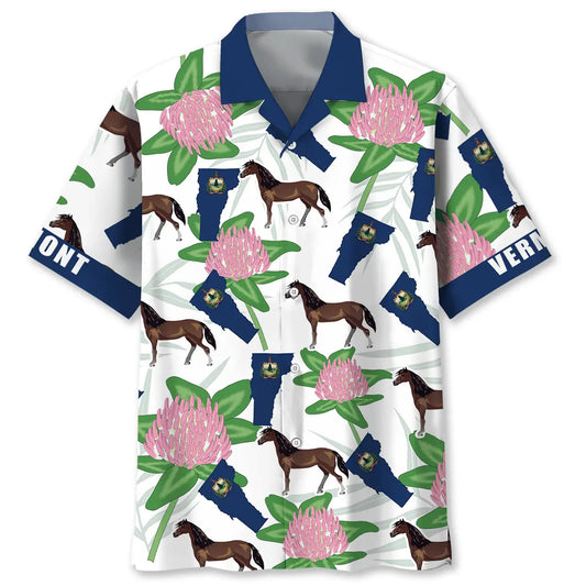 Vermont State Proud Hawaiian Shirt For Tropical Retreat, Seasonal Celebration, And Beachside Style