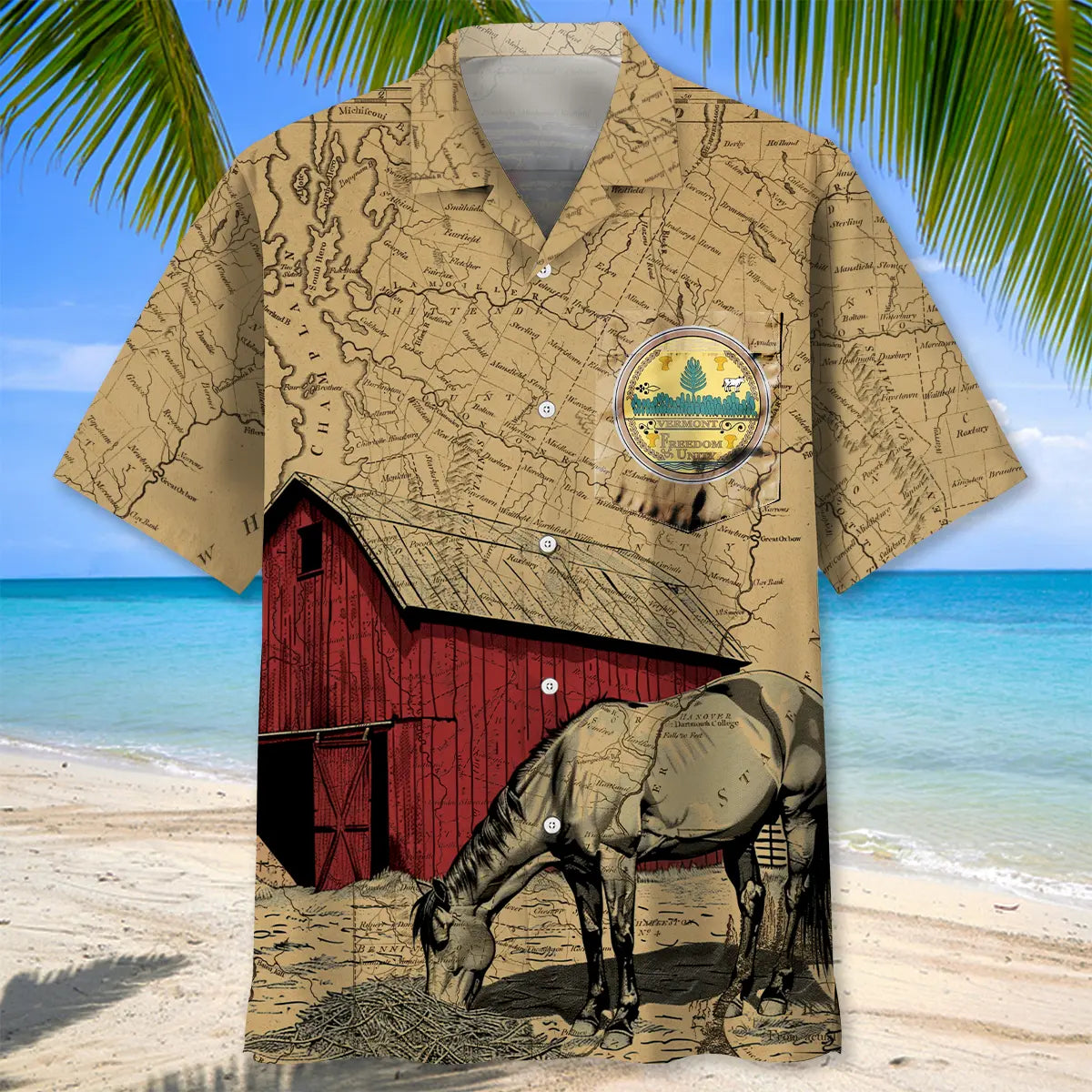Vintage Vermont Heritage Pocket Hawaiian Shirt For Island Vacations, Resort Wear, And Relaxed Seasonal Style