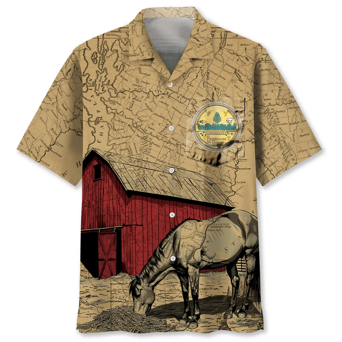 Vintage Vermont Heritage Pocket Hawaiian Shirt For Island Vacations, Resort Wear, And Relaxed Seasonal Style