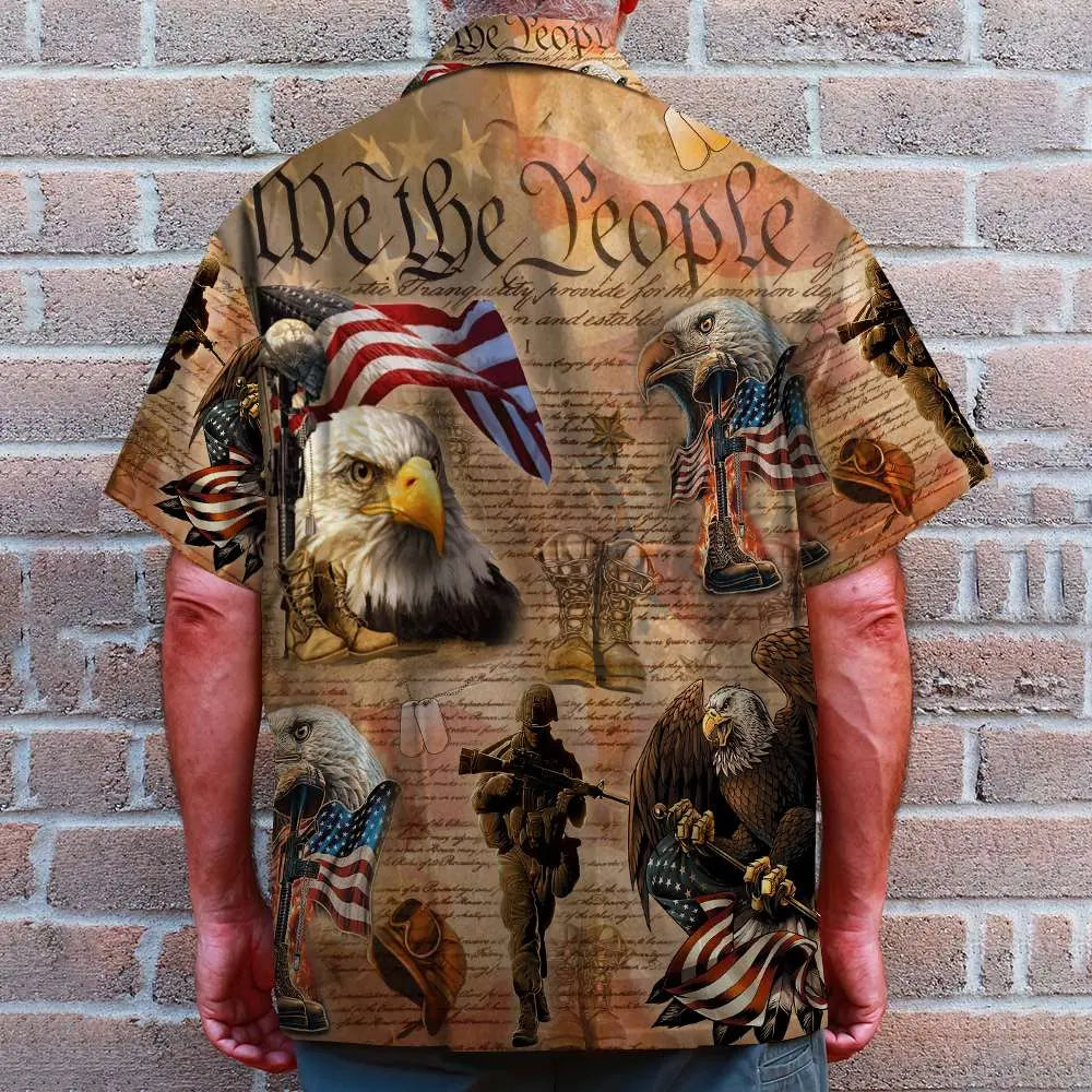 Island Veteran Aloha Hawaiian Shirt For Resort Trips, Coastal Parties, And Warm Weather Style