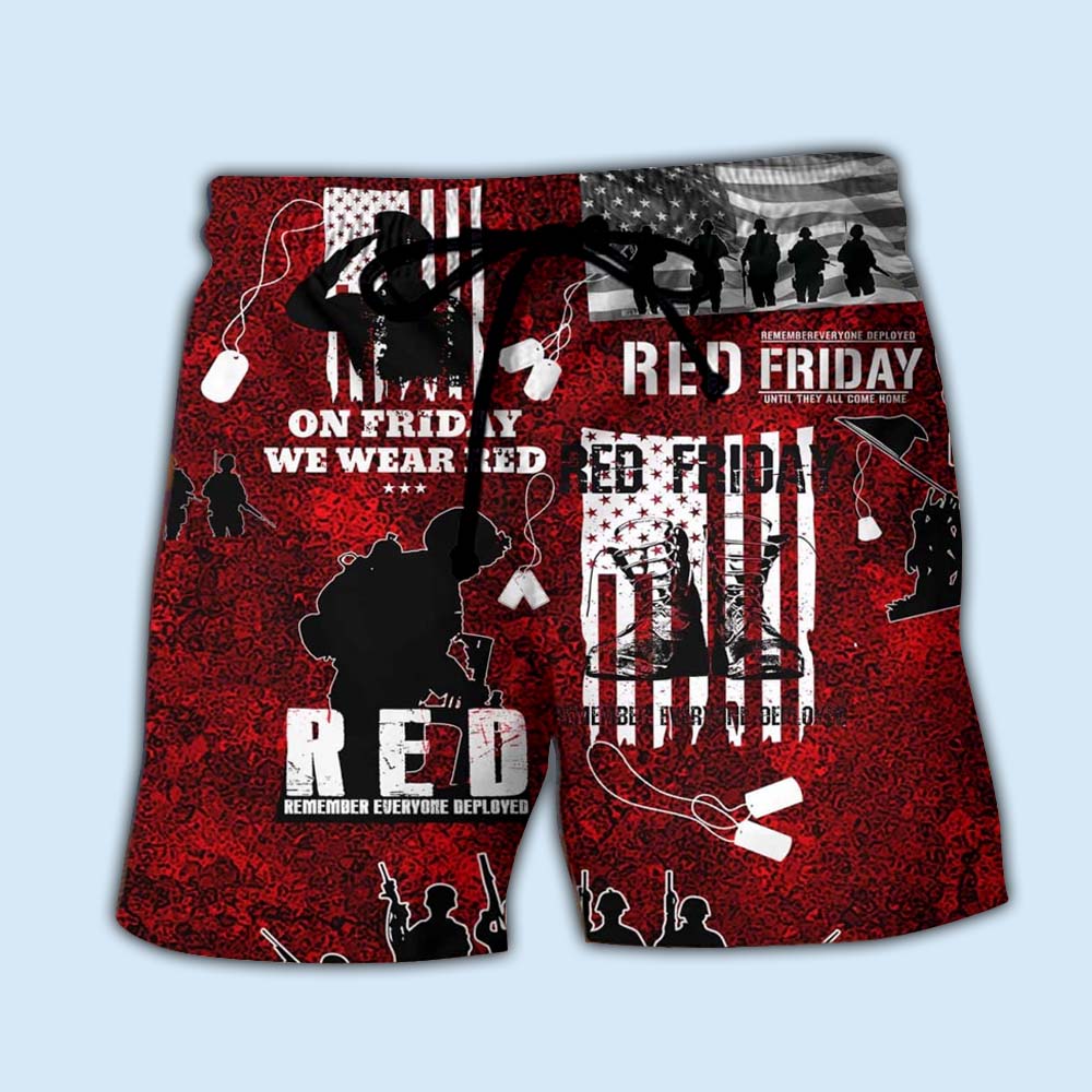 Red Friday Patriotic Veteran Beach Shorts For Coastal Adventures And Relaxed Summer Wear