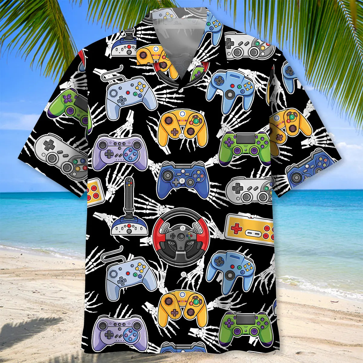 Video Game Skeleton Hawaiian Shirt For Beach Days, Summer Outings, And Thoughtful Gift Giving