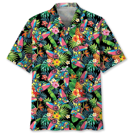 Tropical Video Game Hawaiian Shirt For Resort Trips, Coastal Parties, And Warm Weather Style