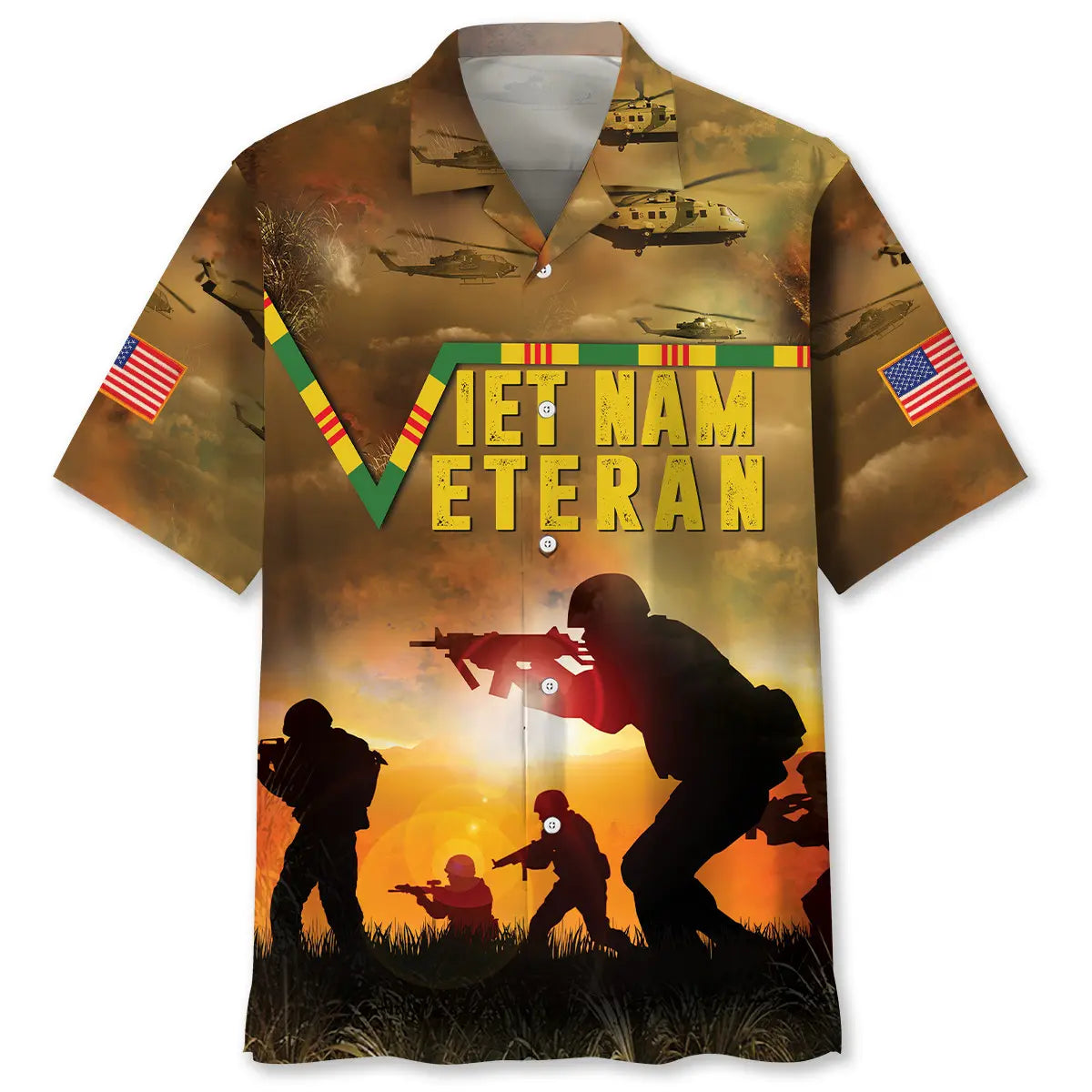 Vietnam Veteran Heritage Hawaiian Shirt For Outdoor Event, Family Vacation, And Beachside Style