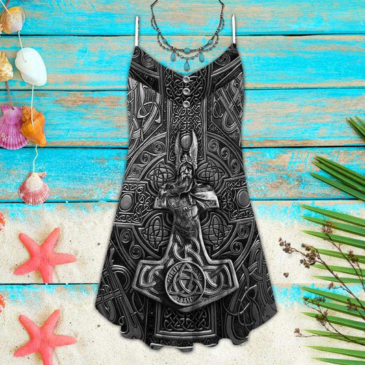 Nordic Symbol Summer Vibes Limited 1 – Women's Summer Sleeveless V-Neck Camisole Dress