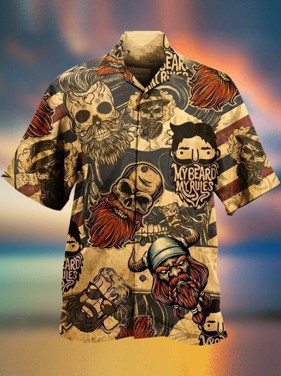 Viking Warrior Hawaiian Shirt With All Over Print For Beach Parties Vacation Travel And Relaxed Casual Style