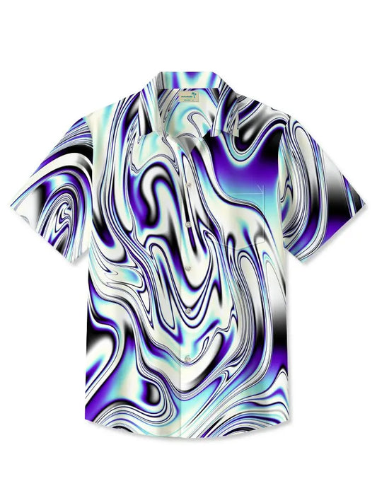 Psychedelic Vintage Abstract Gradient Fluid Hawaiian Shirt For Island Vacations, Resort Wear, And Relaxed Seasonal Style